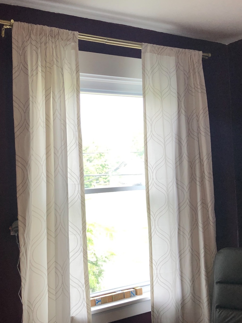White Patterned Window Curtain Panels - Peri
